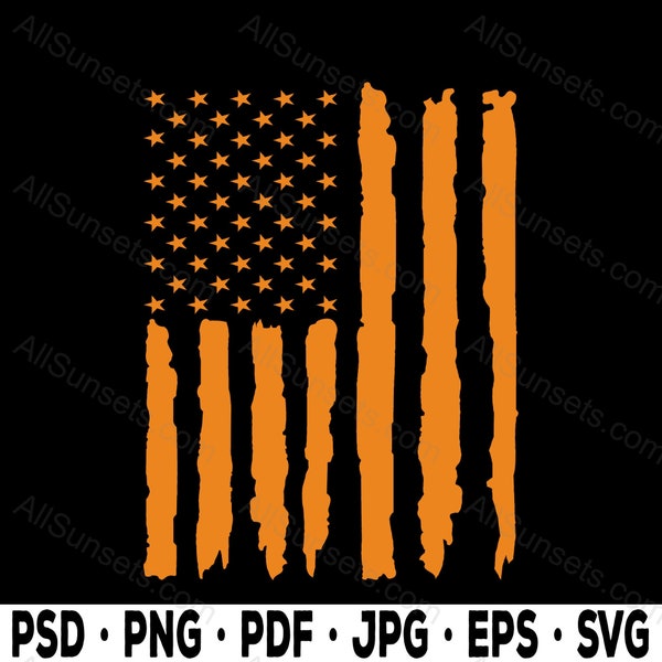 American Flag PNG SVG PDF psd jpg eps Orange Patriotic Rugged Stars and Stripes United States Graphics Clipart