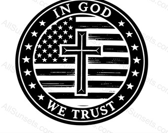 In God We Trust Flag Distressed Black Silhouette Svg Png Jpg Pdf Psd Tipi di file Citazione religiosa Uso domestico o commerciale Stampa su richiesta