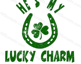 Lui è il mio portafortuna Svg Png Jpg Pdf Psd / Due versioni incluse / Clipart di trifoglio di San Patrizio per casa, commerciale, stampa su richiesta