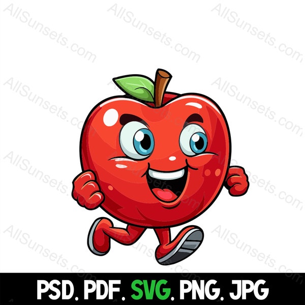 Apple Racing svg png pdf psd jpg File Types 5k 10k Half Marathon Medal Healthy Food Jogging Running Walking Cricut Commercial Clipart