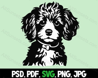 Poodle Puppy Cute Silhouette svg png psd jpg pdf Files Minimalistic Dog Breed Graphic Art Instant Download Print on Demand Commercial Use