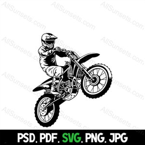 Moto Dirt Bike svg png psd jpg pdf Types de fichiers Vector Racer Graphics Motor Bike Clipart Racing Utilisation commerciale Impression à la demande