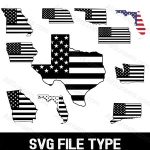 10 Bundesstaat Florida Missouri Washington Texas Georgia Nebraska Kansas Oklahoma Iowa Form Amerikanische Flagge SVG Kommerzielle Nutzung Grafiken