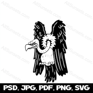 Vulture Sitting svg png pdf psd jpg File Formats Buzzard Condor Turkey Bird Vector Graphics Print on Demand Commercial Use Clip Art