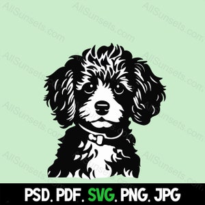 Poodle Puppy Cute Silhouette svg png psd jpg pdf Arquivos Minimalista Raça de Cachorro Arte Gráfica Download Instantâneo Impressão sob Demanda Uso Comercial