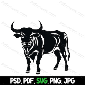Rodeo Bull svg png svg jpg psd File Types Western Cattle Wild Silhouette Commercial Use Print on Demand Graphic