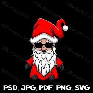 Wichtel Elfe Rote Sonnenbrille svg png jpg pdf psd Dateien Vintage Weihnachtshut Weihnachtsmann Clipart Weihnachten Kommerzieller Druck auf Anfrage Grafik