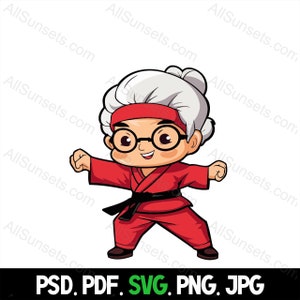 Mme Santa Claus Arts Martiaux Noël Clipart svg png pdf psd jpg Types de fichiers Taekwondo Karaté Kung Fu pour un usage commercial Impression à la demande