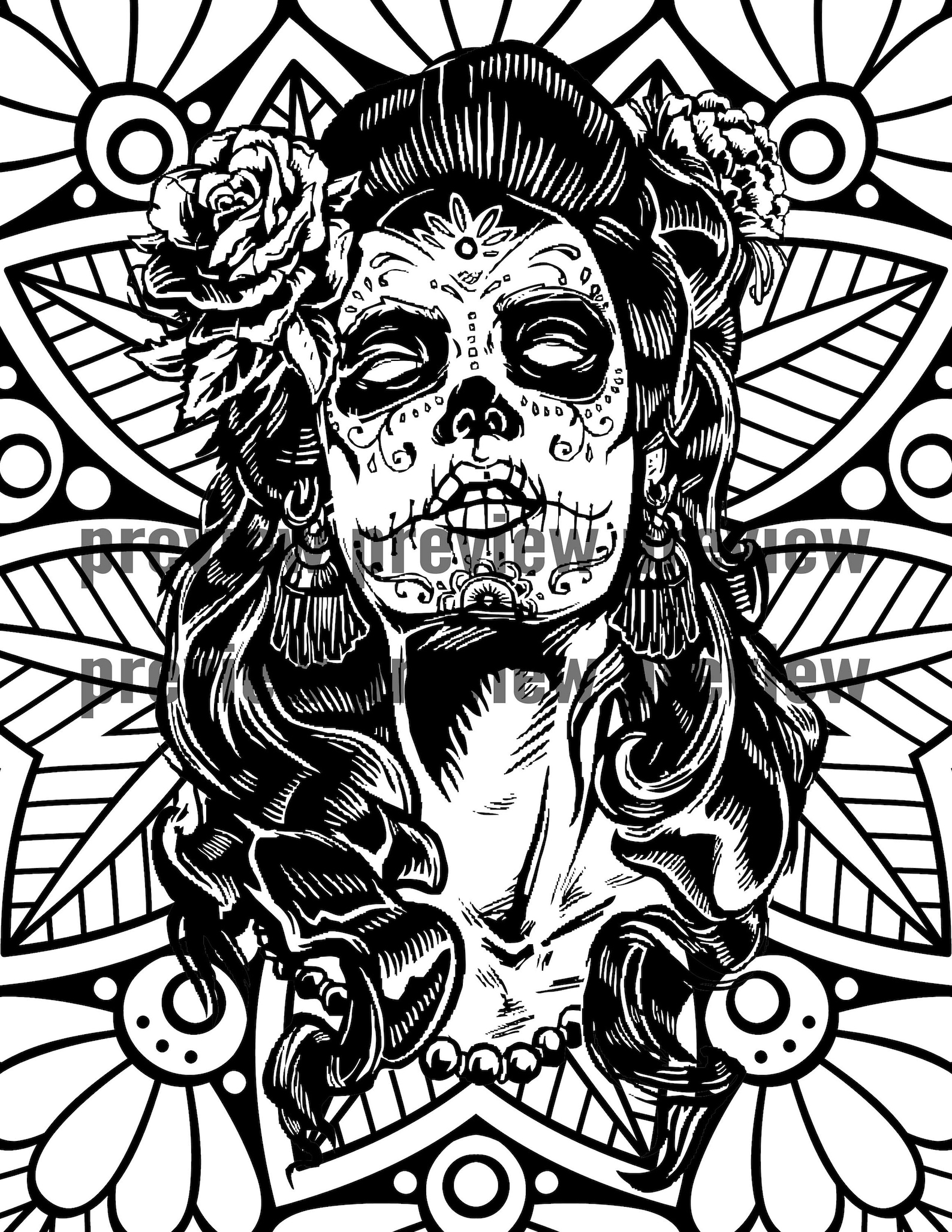 Dia De Los Muertos Adult Coloring Pages 3 Pack 3 Day of the - Etsy
