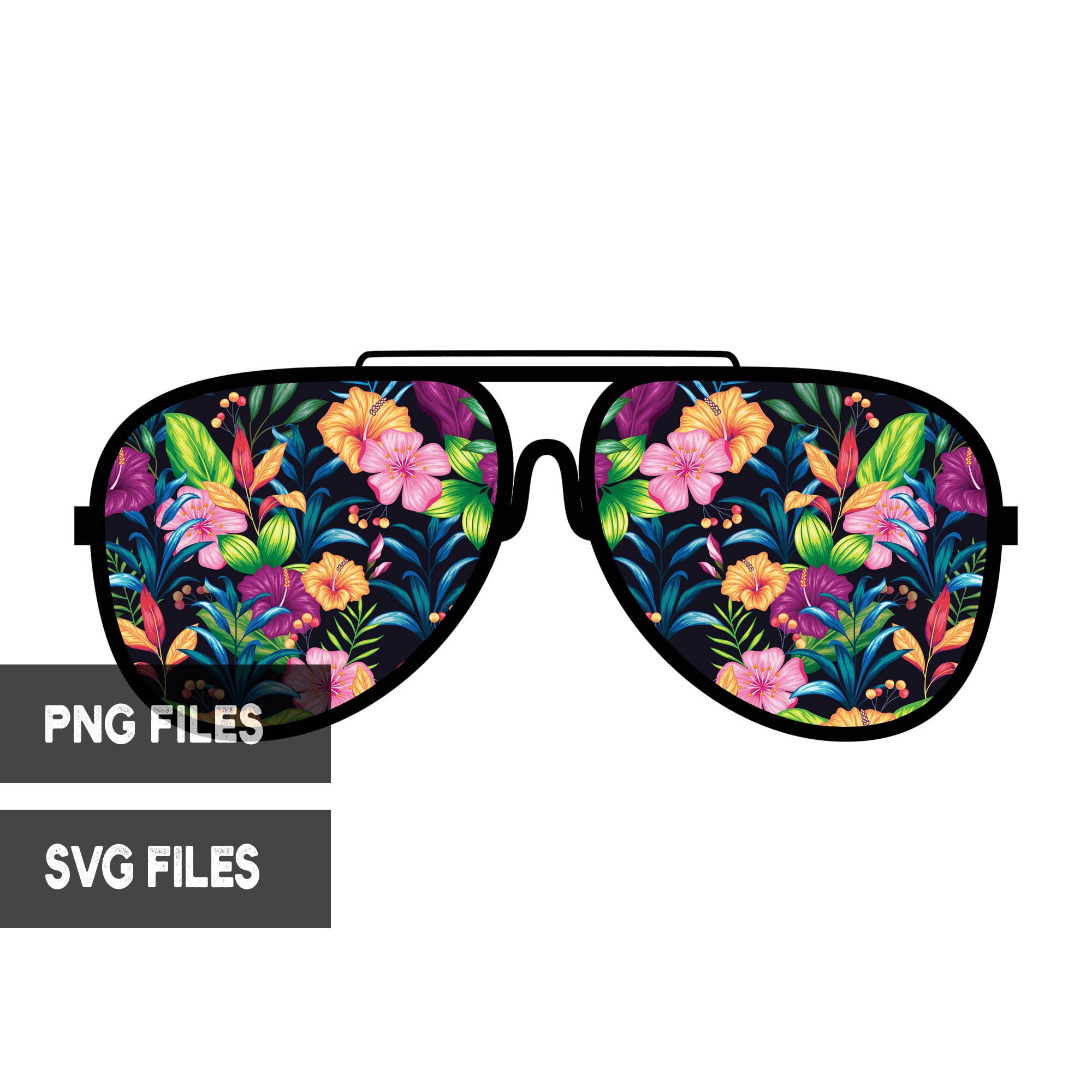 Tropical Floral Sunglasses PNG SVG Cut Files Clipart Glasses Etsy