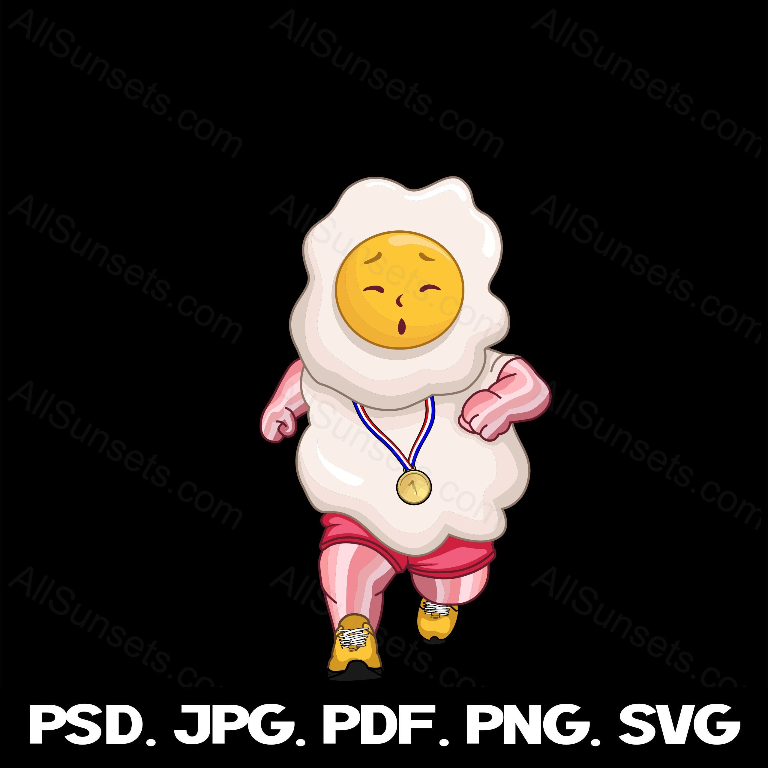 Bacon and Eggs Running Svg Png Pdf Psd Jpg File Types Racing 5k 10k ...