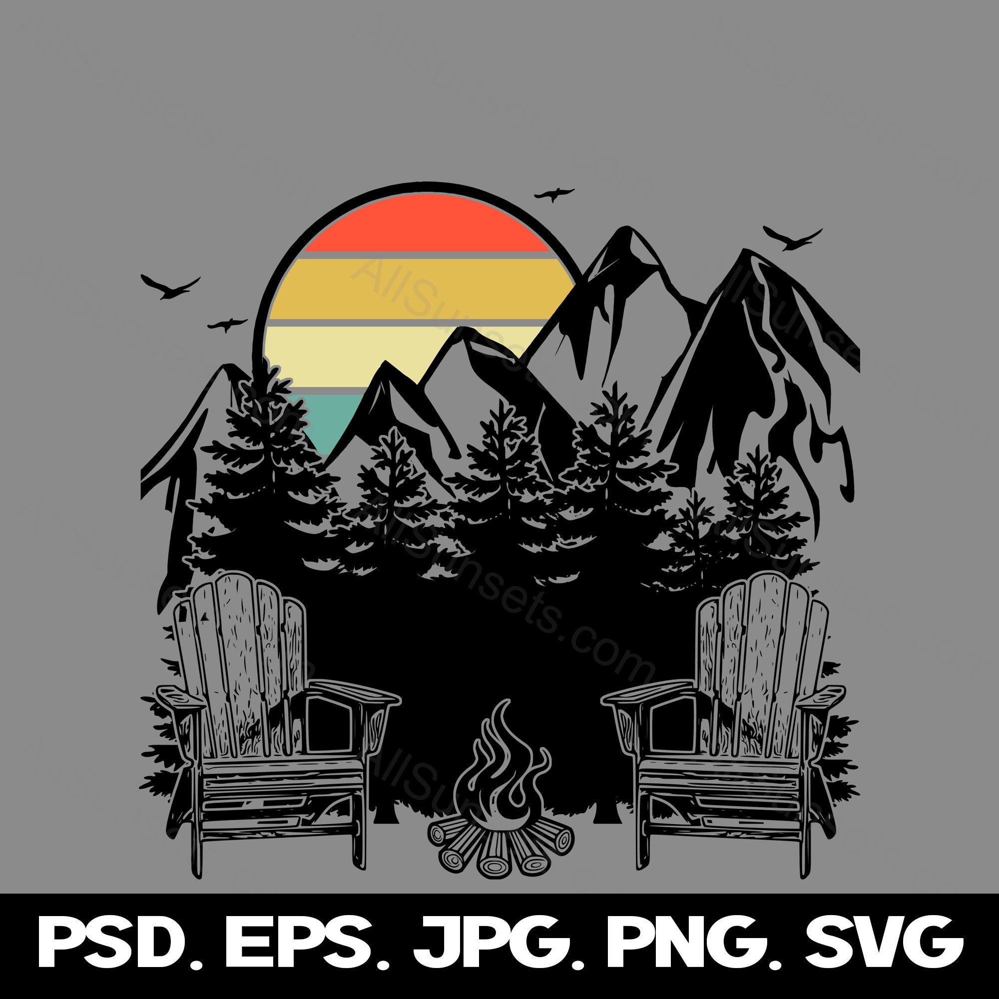 Buy Adirondack Chairs Campfire Scene Svg Png Psd Jpg Eps File Types ...