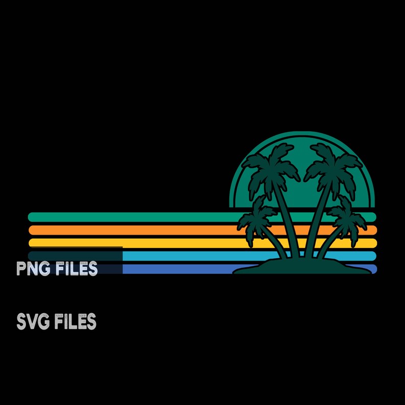 Palm Trees Retro Sunset Svg Png Jpg Psd Pdf File Types - Etsy