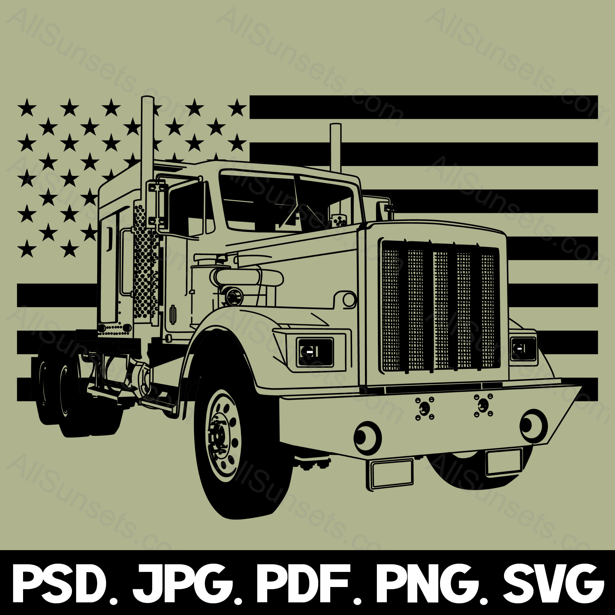 Semi Truck American Flag SVG PNG Files Clipart Driver Tractor - Etsy