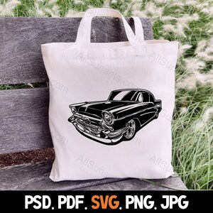 1950s Classic Car SVG Vintage 50s Vehicle Antique Automobile Clipart png psd jpg pdf Files Commercial Print On Demand Use