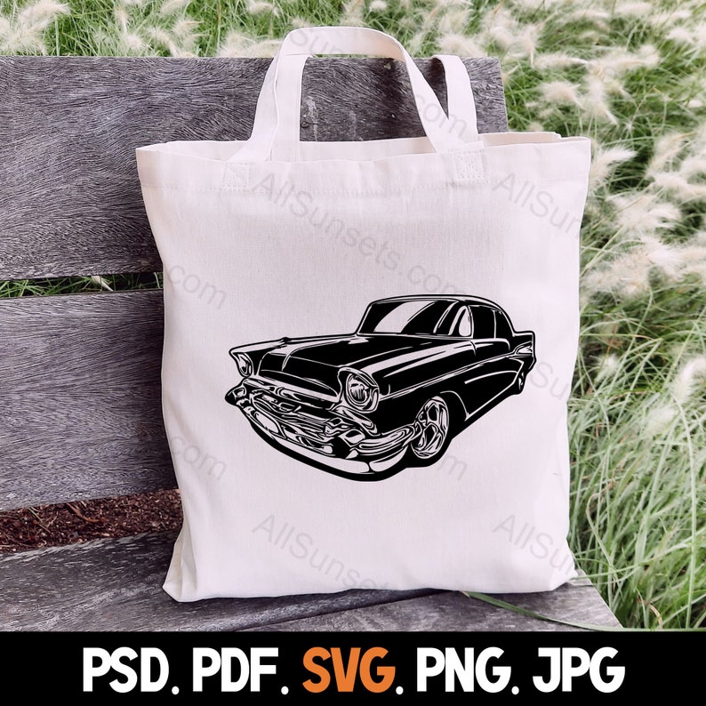 1950s Classic Car SVG Vintage 50s Vehicle Antique Automobile Clipart png psd jpg pdf Files Commercial Print On Demand Use