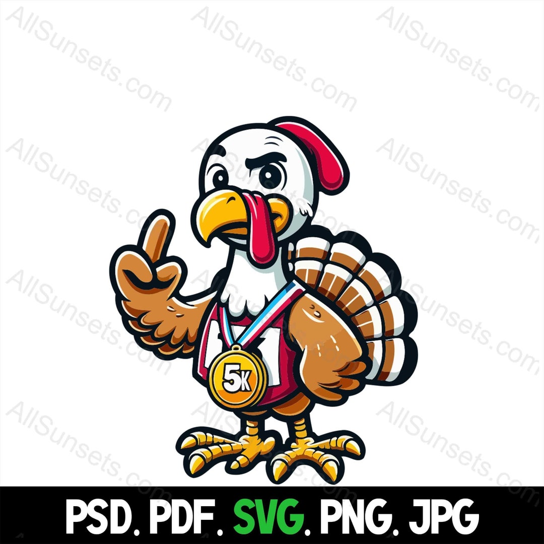 Turkey Racing Drawings Trotting Turkey Racing Svg Png Pdf Psd Jpg Files Funny Finger 5k ...