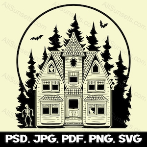 Halloween Haunted Mansion Svg Png Jpg Psd Pdf File Types House Spooky ...