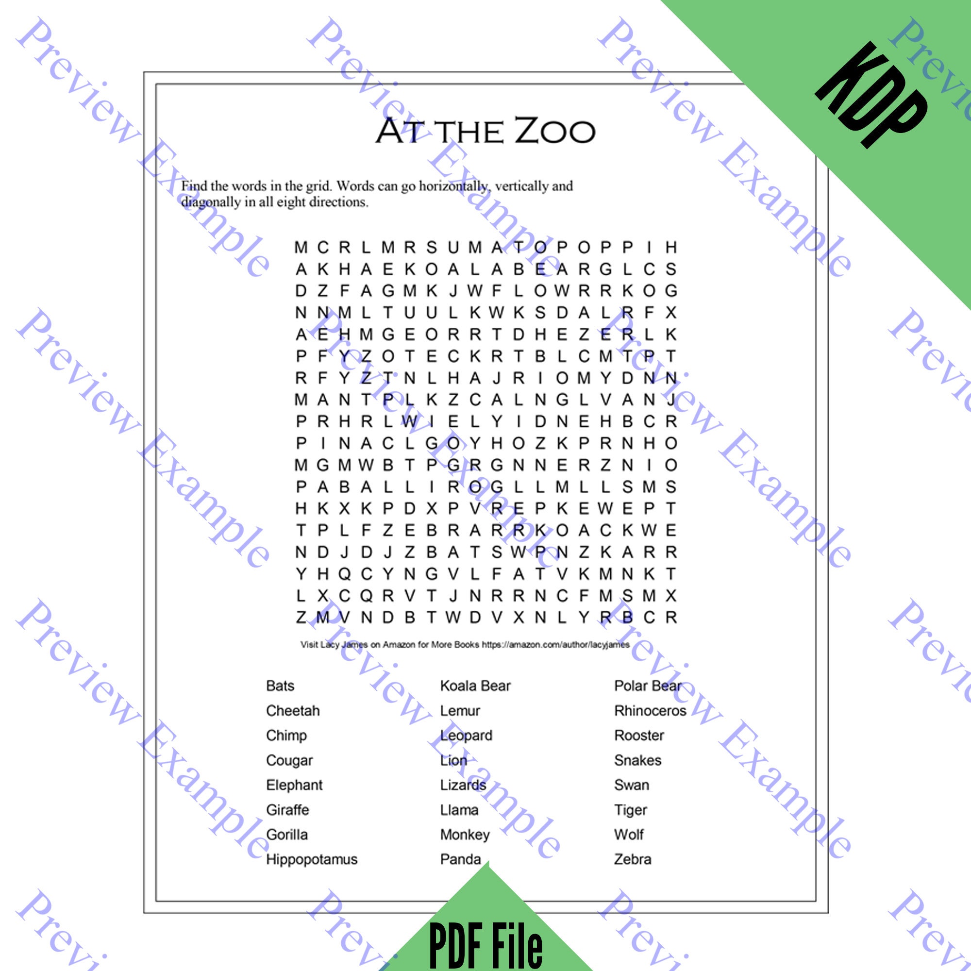 KDP Word Search Puzzle Pages 4 Sheets in PDF Format for Creating Word ...
