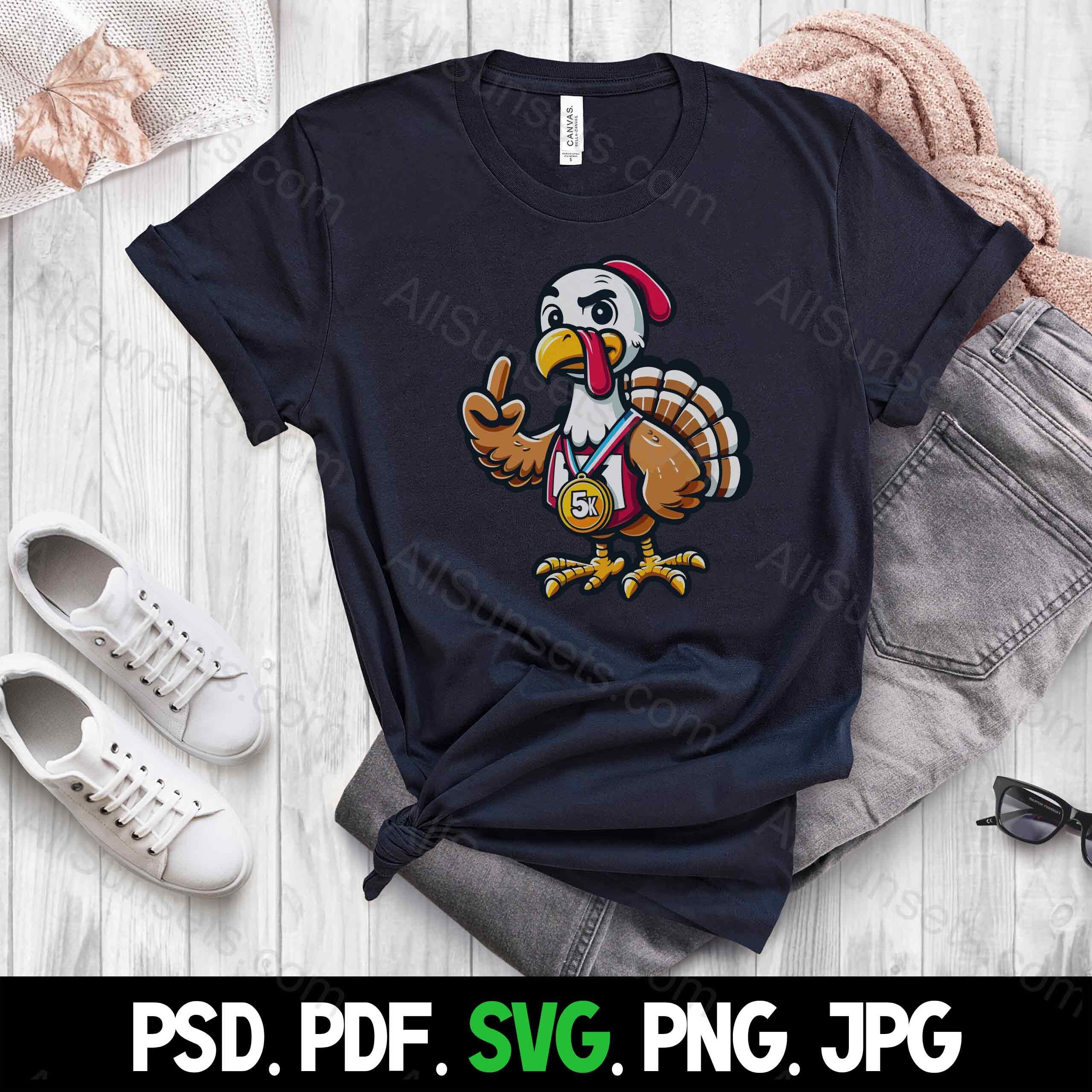 Trotting Turkey Racing Svg Png Pdf Psd Jpg Files Funny Finger 5k ...