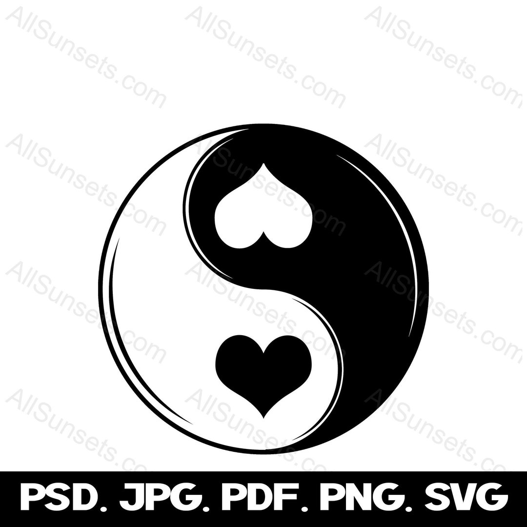 Yin Yang Hearts Svg Png Jpg Eps Pdf Psd File Types Love Valentines