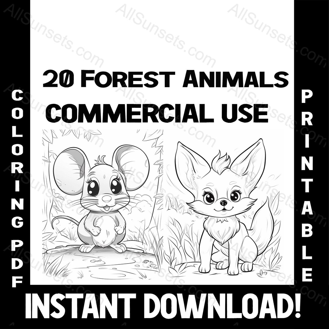 Adorable Forest Animals Bear Deer Rabbit Mouse Fox Monkey Frog Raccoon ...