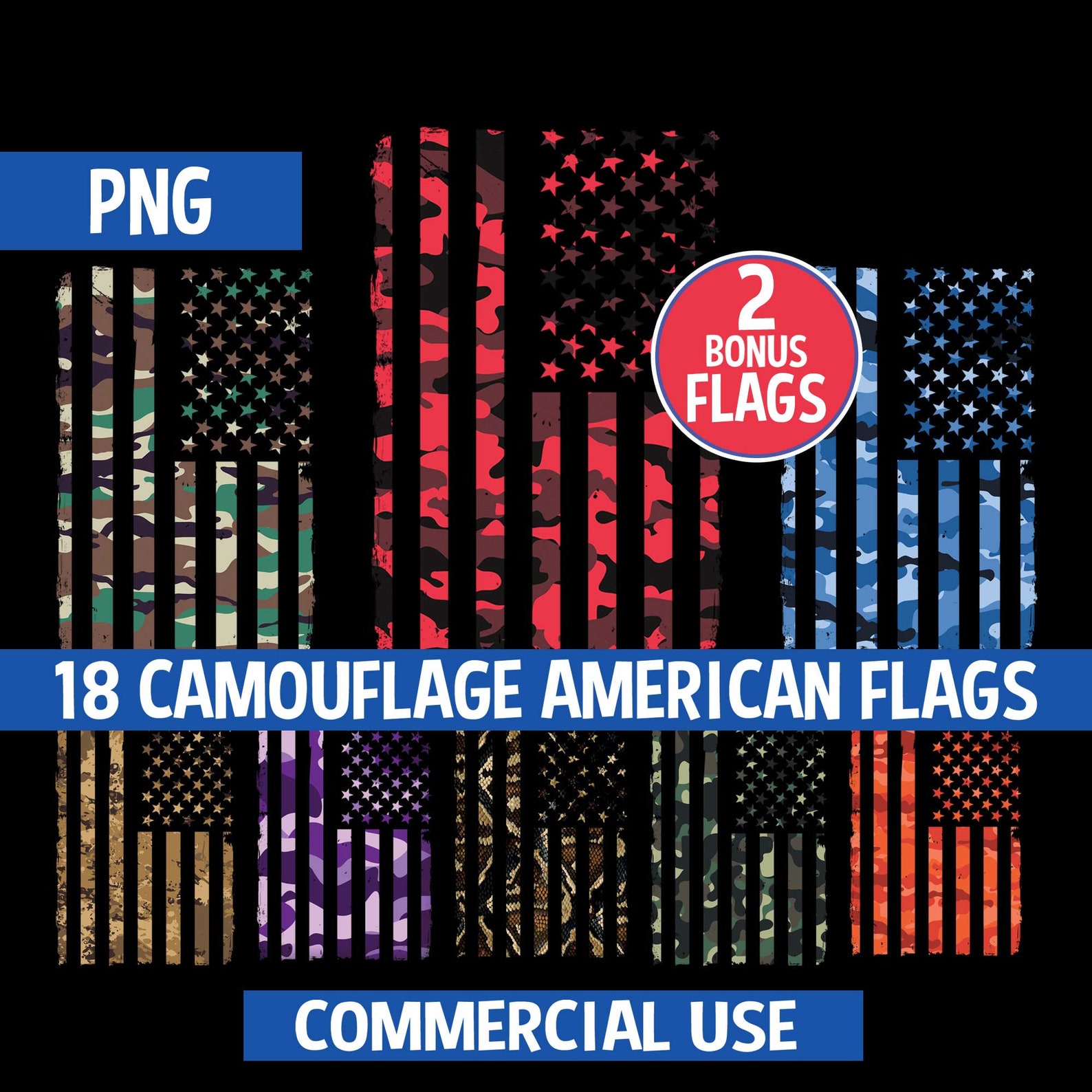 Camouflage American Flags 18 Pack PNG Camo USA Flag Military Pink ...
