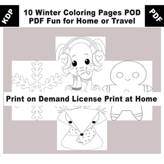 Download 10 Winter Coloring Pages Plr Print On Demand Commercial Use Etsy