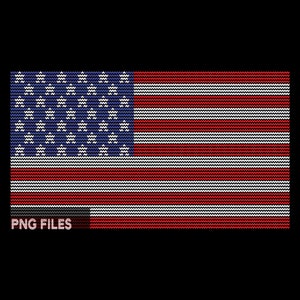 Puede incluir: Una bandera estadounidense tejida con rayas rojas, blancas y azules y estrellas blancas sobre un fondo azul. La bandera está hecha de hilo y tiene una apariencia texturizada.