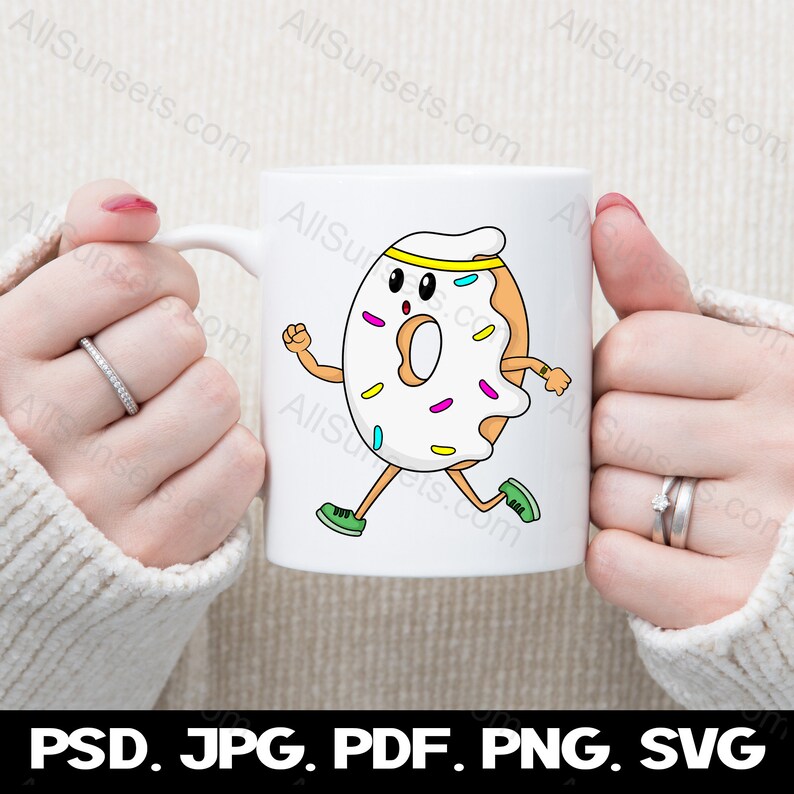 Frosted Donut Running Exercise Fitness svg png pdf psd jpg Files Clipart Getting Healthy Jogging 5K Headband Health Cricut Commercial Use