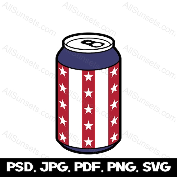 Patriotic Beer Can American Flag Svg Png Psd Pdf Jpg File Etsy