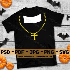Prediger Halloween Kostüm T-shirt svg png jpg psd pdf Dateitypen Kommerzielle Nutzung Priest Clergyman Diacon Minister Reverend