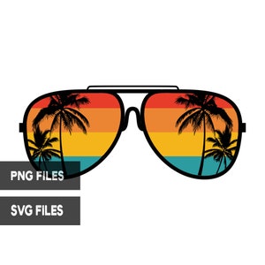 Beach Palm Tree Retro Sunglasses PNG and SVG Cut Files Clipart - Etsy