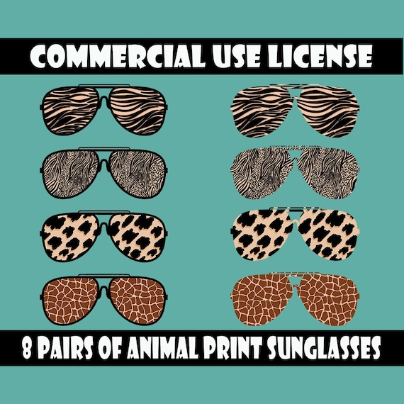 Animal Print Sunglasses PNG Clipart Aviator-style Glasses Zebra, Giraffe,  Cheetah, Leopard Print Commercial Use Print on Demand Graphics