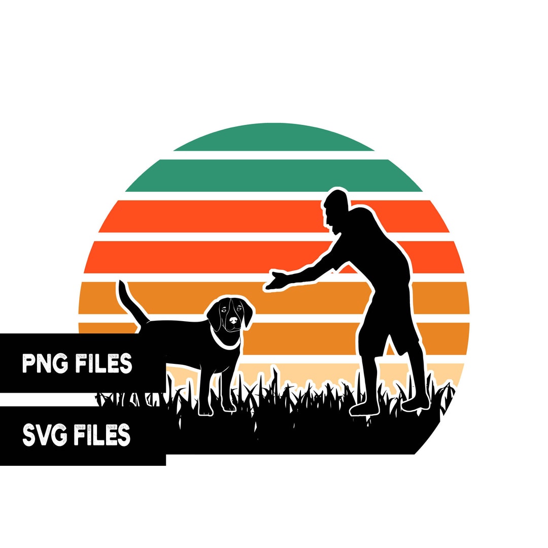 Retro Dog Dad Sunset PNG SVG Cut Files Father's Day Puppy Daddy ...