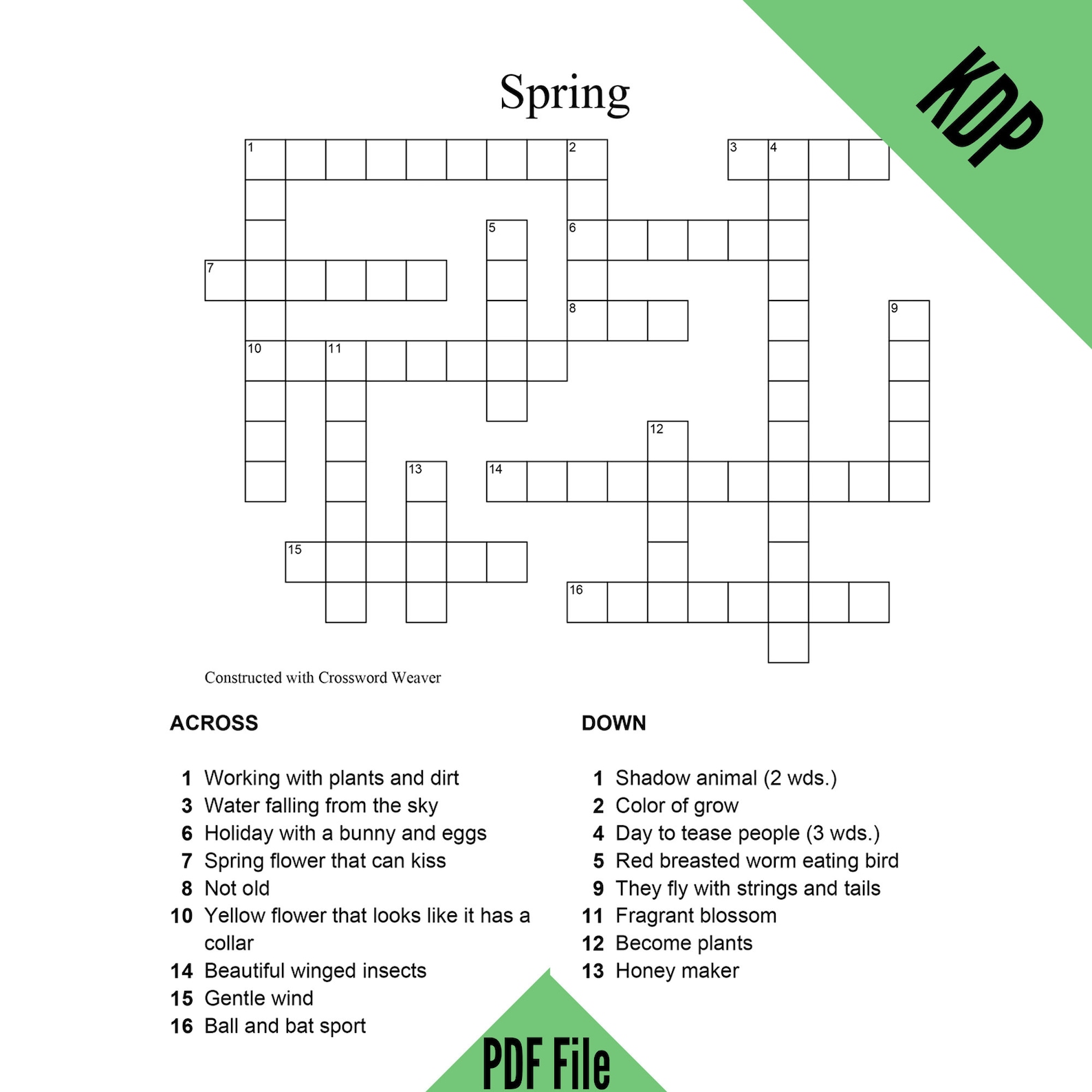 KDP 4 Crossword Puzzles With Clues and Answers in PDF Format for ...