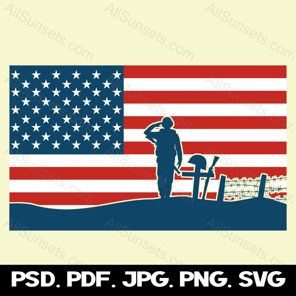 Soldier Salute American Flag Svg Png Jpg Psd Pdf File Types Patriotic ...