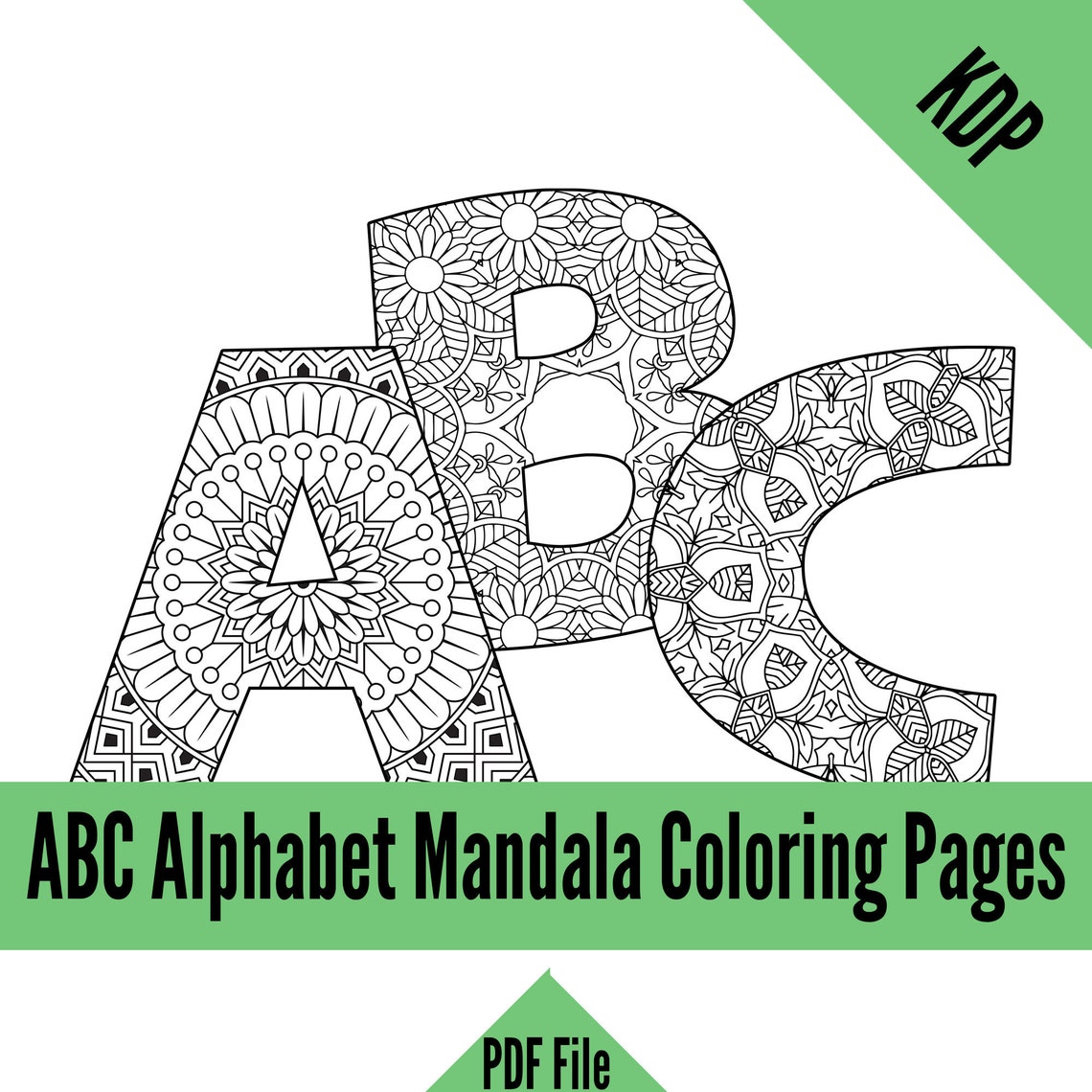 KDP Alphabet Mandalas Coloring Pages Sheets PDF ABC Letters Colouring ...