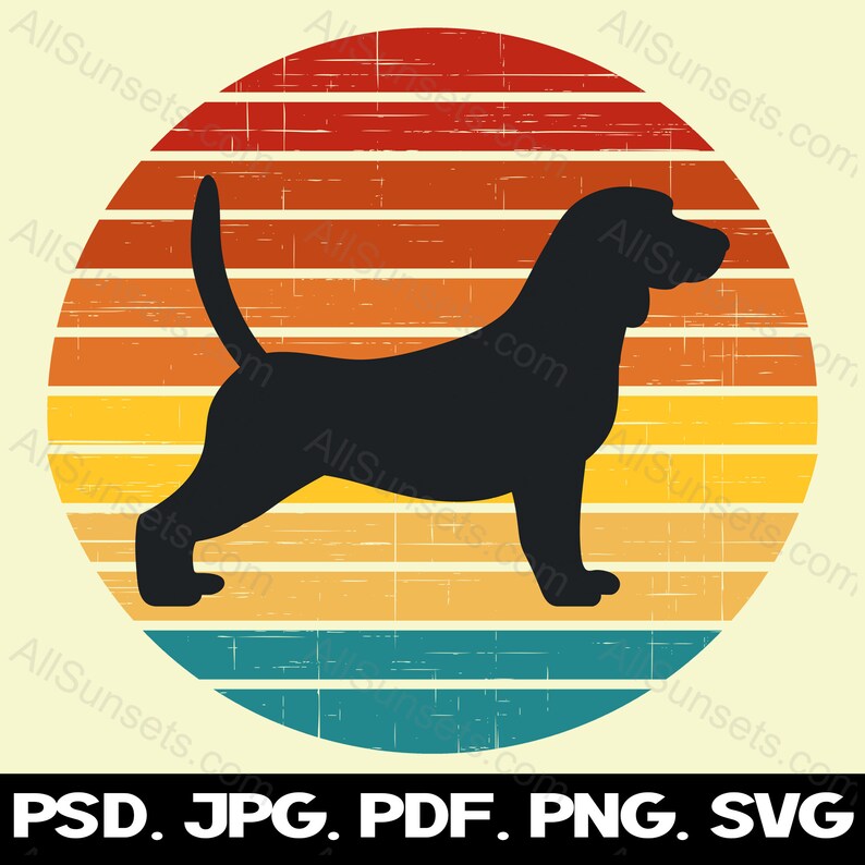 Beagle Dog Retro Vintage Sunset PNG Clip Art Commercial License Print ...