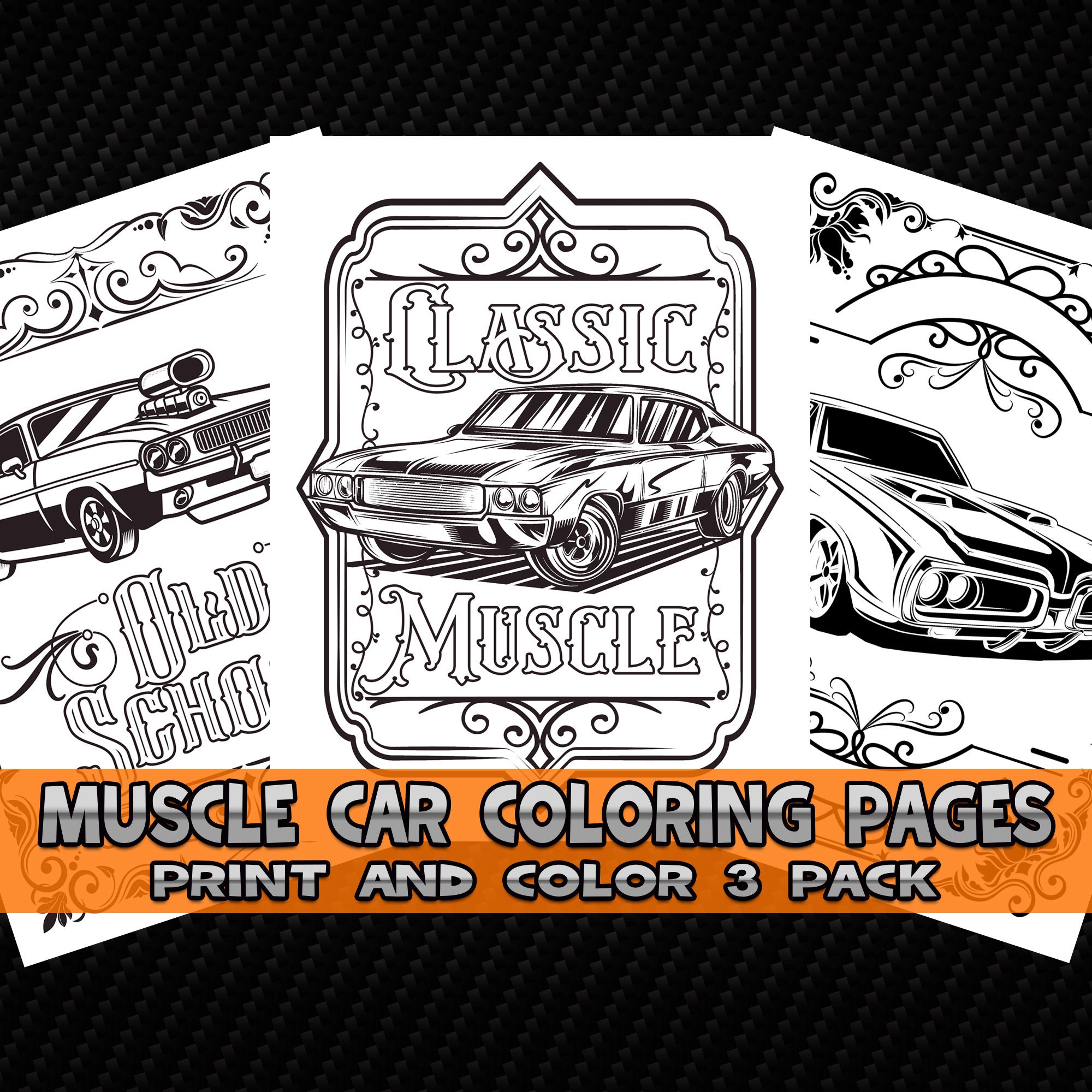 Classic Cars Coloring Pages 3 Pack Print And Color Vehicles Etsy
