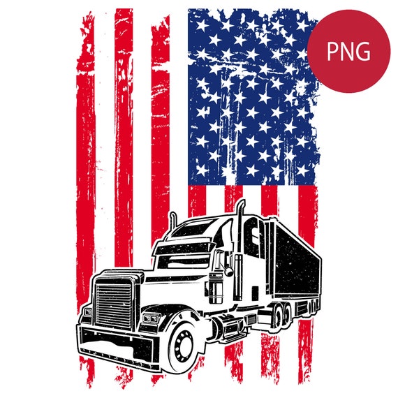Truck Driver American USA Flag Patriotic Trucker Sticker