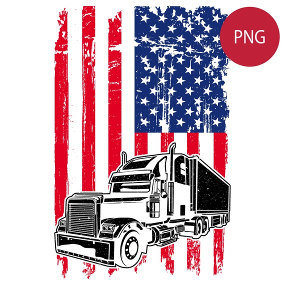 Truck Driver American USA Flag Patriotic Trucker' Sticker