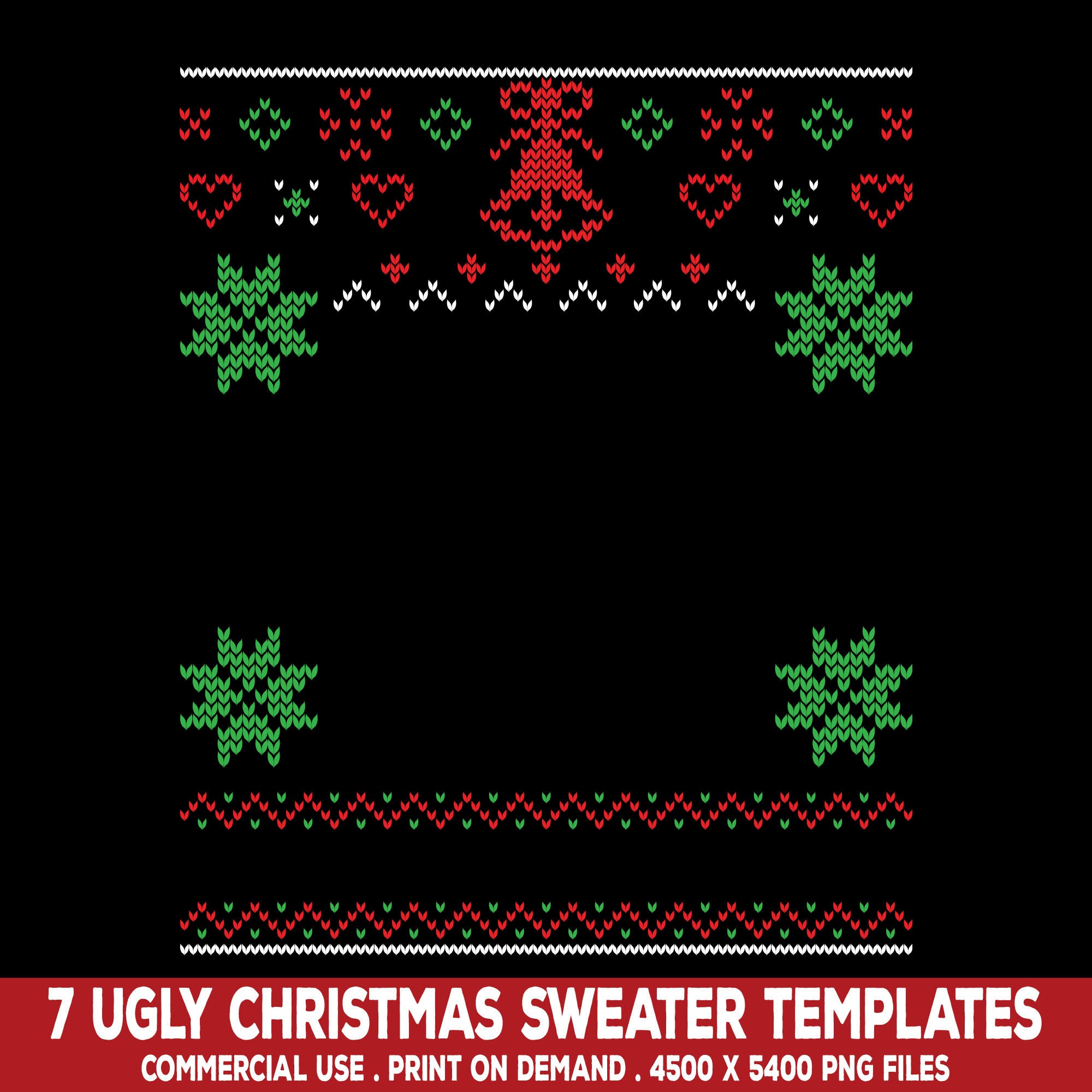 Ugly Christmas Sweater Clipart 7 Tacky Xmas Templates Etsy