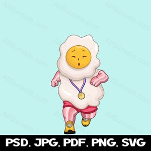 Bacon and Eggs Running Svg Png Pdf Psd Jpg File Types Racing 5k 10k ...