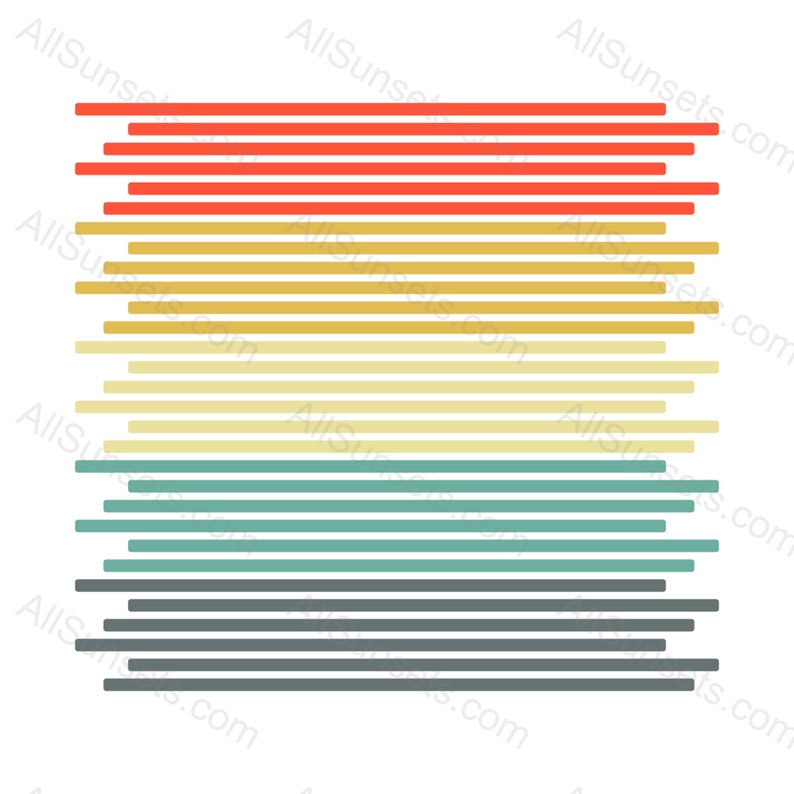 Retro Sunset Horizontal Bars svg png jpg psd pdf File Types Graphic Clipart Commercial Use or Print on Demand