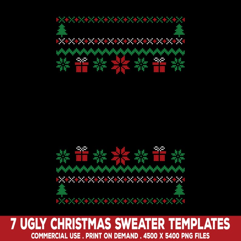 Ugly Christmas Sweater Clipart 7 Tacky Xmas Templates Etsy