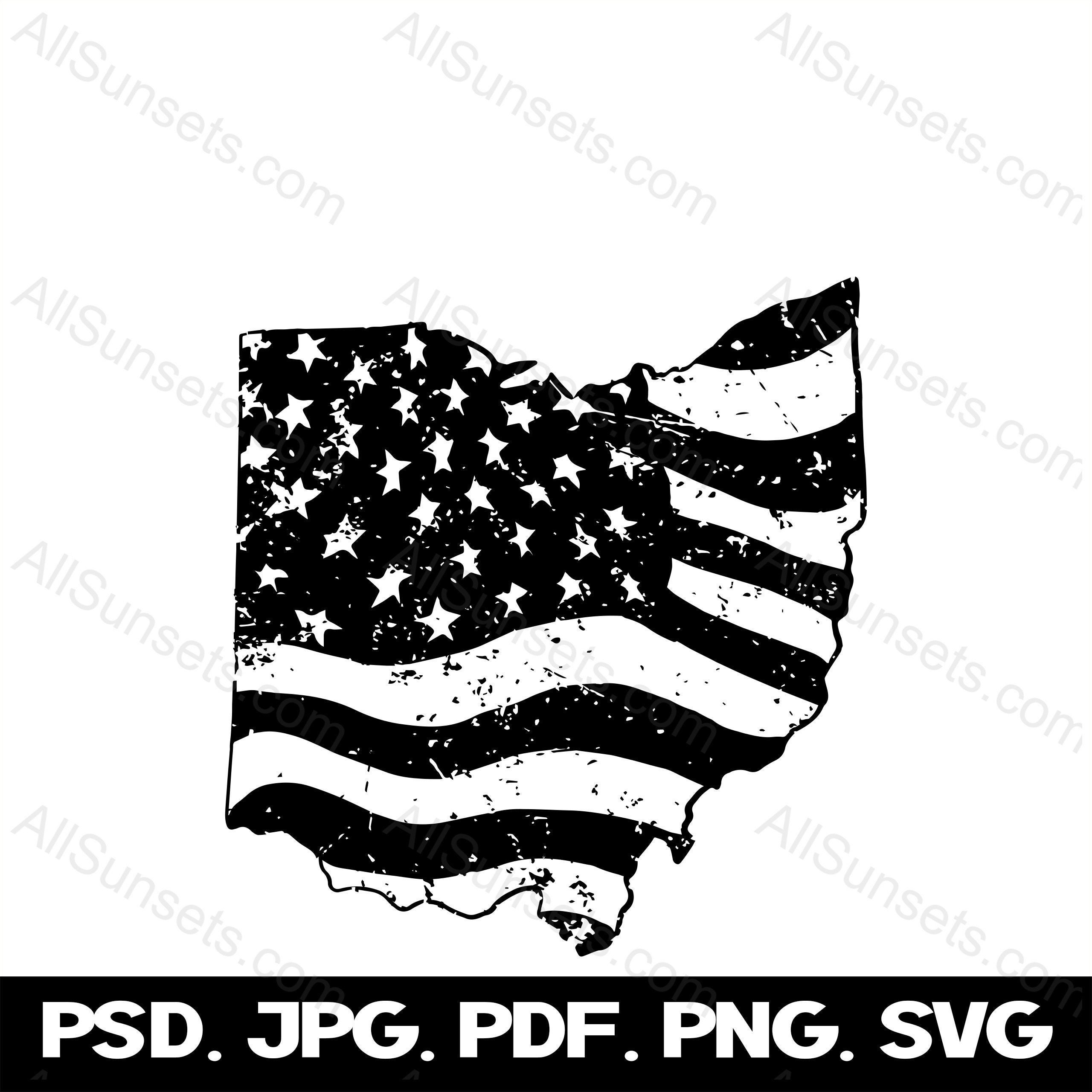 Ohio American USA Flag Grunge Background Svg Png Jpg Pdf Psd File Types ...