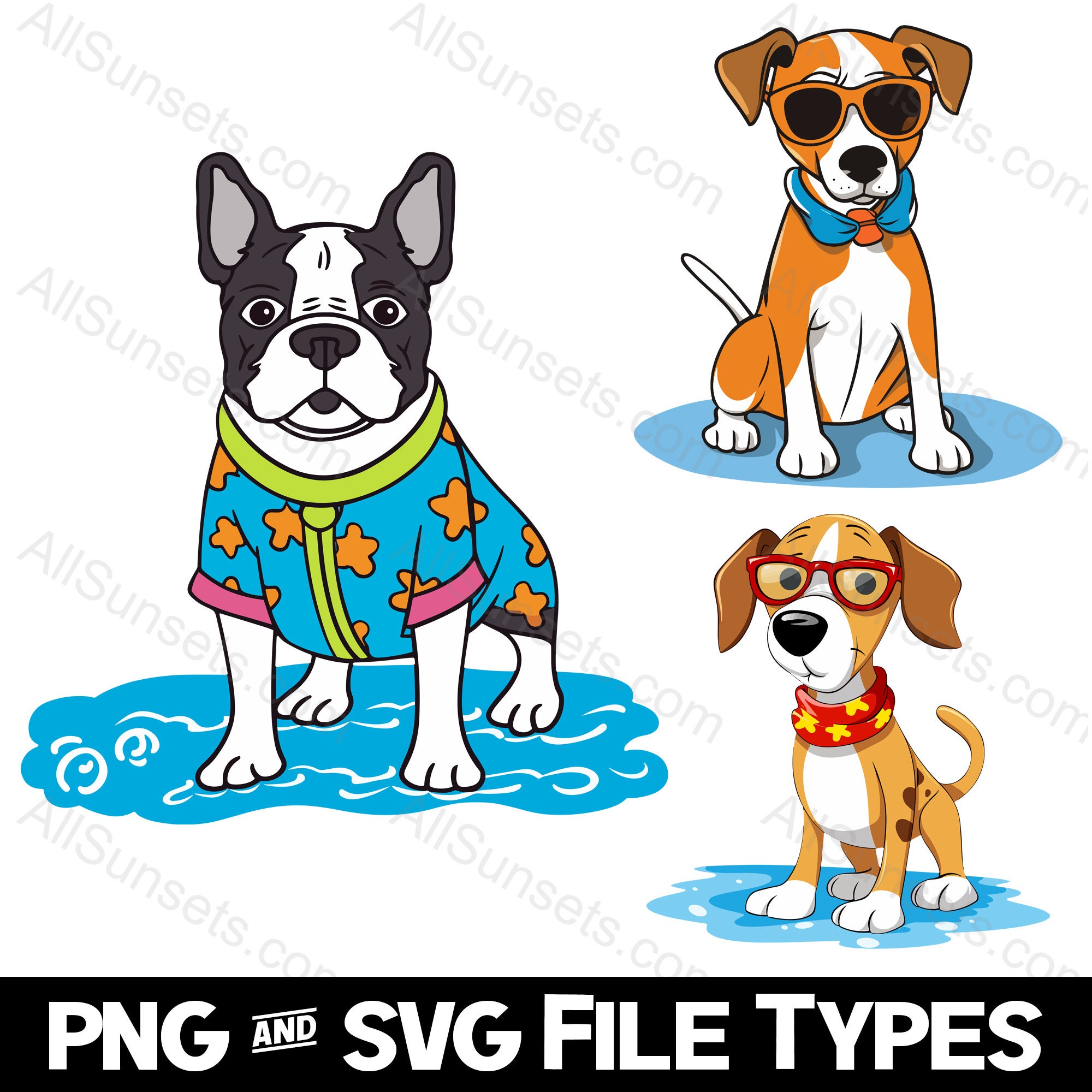 Dogs Wearing Sunglasses SVG PNG File Types 12 Pack Pitbull Chihuahua ...