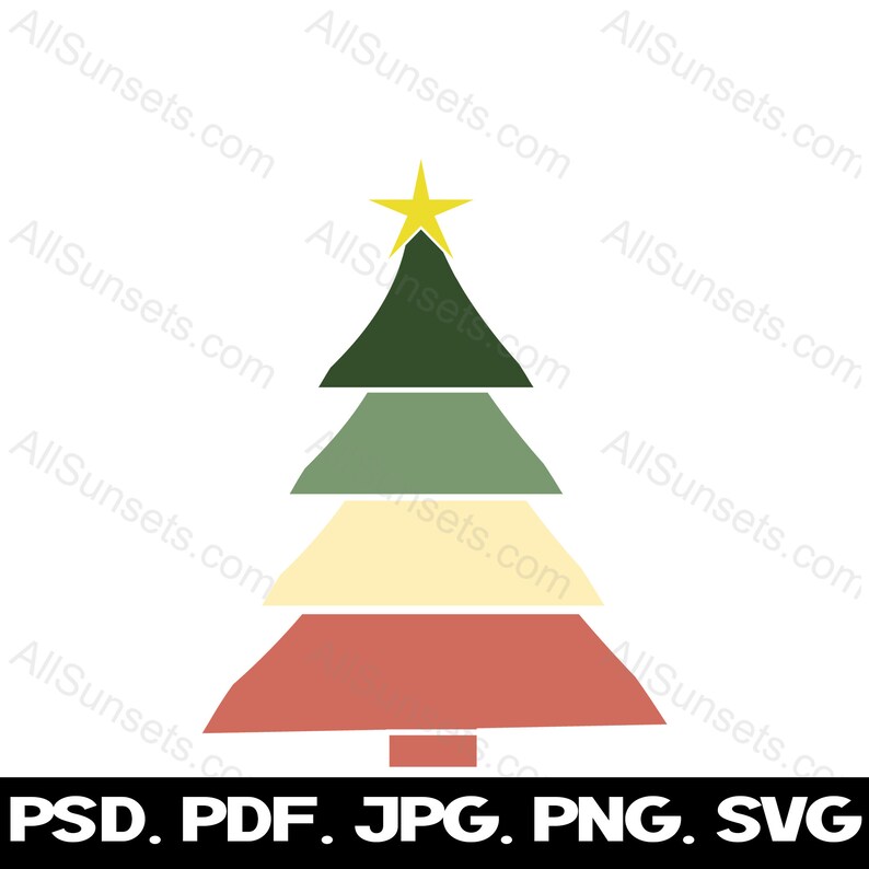 Christmas Tree With Star Svg Png Jpg Pdf Psd File Types Retro - Etsy