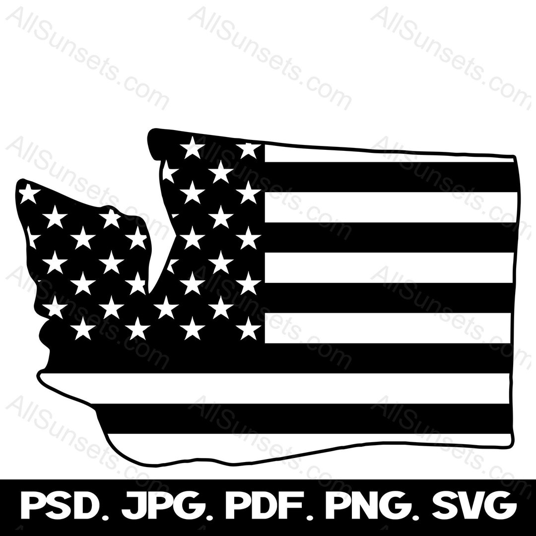 Washington State Shape American Flag PNG SVG Patriotic Clipart USA ...